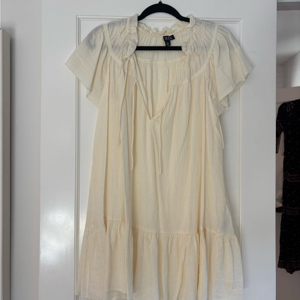 J. Crew Cream Ruffled Mini Dress